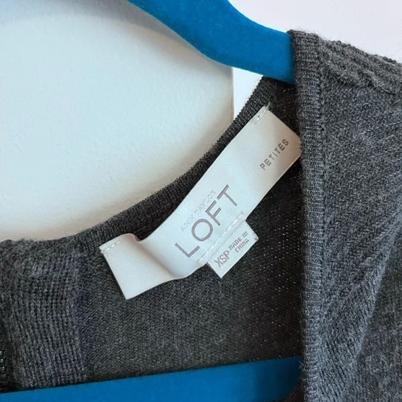 LOFT Gray Short Sleeve Wool Blend Peplum Mini Dress - Picture 6 of 6